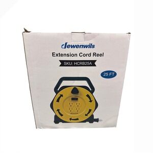 Dewenwils Extension Cord Reel 25 FT 4 Grounded Outlets Circuit Breaker HCRB25A